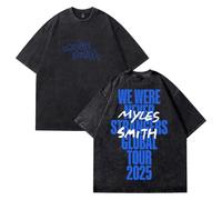 Myles Smith We were Never Strangers Global Tour T-Shirt Short Sleeve Cotton Washed Tee Women Men Streetwear Tops (Black,XL)