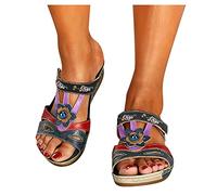 MYLH Women's Sandals Wedge Sandals Platform Sandals Slip-On Bathing Sandals Slippers Retro Open Toe Beach Shoes Summer Shoes Breathable Large Size Outdoor Sandals, blue, 8