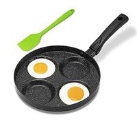 MyLifeUNIT Aluminum 4-Cup Egg Frying Pan, Non Stick Egg Cooker Pan with Silicone Spatula