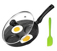 MyLifeUNIT Egg Frying Pan, 4-Cup Nonstick Fried Egg Pan, Aluminum Egg Cooker Pan with Lid and Spatula
