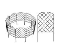 MyLink 10 Pack Decorative Garden Fence, Total 10ft(L) x 24in(H) Animal Barrier Border, No Dig Dog Fence,Black Thicken Rustproof Metal Wire Section Edging Fencing Panel for Outdoor Garden Yard, Arched