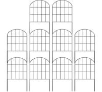 MyLink 10 Pack Decorative Garden Fence, Total 11ft(L) x 24in(H) Animal Barrier Border, No Dig Dog Fence,Black Arched Thicken Rustproof Metal Wire Section Edging Fencing Panel for Outdoor Garden Yard.