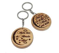 Myliu Tave iki mėnulio ir atgal Lithuanian Personailsed Engraved Wooden Keyring Keychain Gift