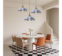 MyLjp Modern Pendant Light Ceramic Restaurant Chandelier Blue And White Porcelain Pendant Lamp E27 Height Adjustable Suitable For Restaurants Cafes Kitchen Island Chandeliers(A)
