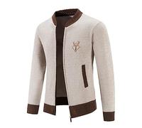 Mylldey Mens Casual Full Zip Cardigan Sweaters Cable Knit Jacket Sweater Men, US Size, Off-white, Medium