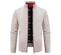 Mylldey Mens Sweater Cardigan Full Zip Knitted Long Sleeve Sweaters Men Workout Outfits, Offwhite, Large