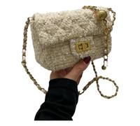 MYLLJBD Clutch Purse for Women Women's Fashionable Wool Tweed Style Handbags Adjustable Chain Shoulder Bags Designer Inspiration-off White