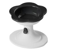 MYLLJBD Pet Feeder Ceramic Flower Food And Water Bowl, Adjustable To Protect The Cervical Spine Prevent Tipping -black