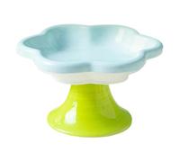 MYLLJBD Pet Feeder Flower-shaped Ceramic Bowl With A High Stem To Protect The Cervical Spine - Food Bowl-blue