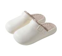 MYLLJBD Slippers Waterproof, Non-slip, And Warm Cotton Slippers, Perfect For Fall Winter Wear Around The House -white-42-43