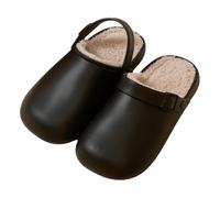 MYLLJBD Slippers Waterproof, Non-slip, And Warm Cotton Slippers, Perfect For Fall Winter Wear Around The House -black-42-43