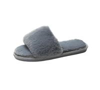 MYLLJBD Women Slippers Women's Plush Faux Fur Flip-flops, Soft And Warm, With A Non-slip Outsole-grey-three Thousand Eight Hundred Thirty-nine