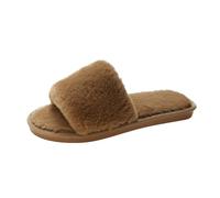 MYLLJBD Women Slippers Women's Plush Faux Fur Flip-flops, Soft And Warm, With A Non-slip Outsole-khaki-three Thousand Eight Hundred Thirty-nine