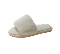 MYLLJBD Women Slippers Women's Plush Faux Fur Flip-flops, Soft And Warm, With A Non-slip Outsole-white-three Thousand Eight Hundred Thirty-nine
