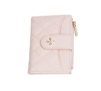 MYLLJBD Women Wallets Women's Short Wallet Four-Leaf Clover Quilted Multi-Card Slot Zipper Coin Purse Fashionable Soft Two-fold Wallet-Pink