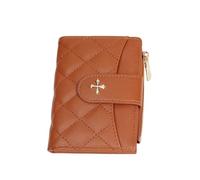 MYLLJBD Women Wallets Women's Short Wallet Four-Leaf Clover Quilted Multi-Card Slot Zipper Coin Purse Fashionable Soft Two-fold Wallet-Brown