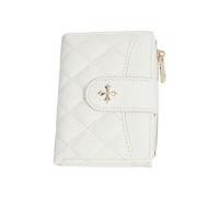 MYLLJBD Women Wallets Women's Short Wallet Four-Leaf Clover Quilted Multi-Card Slot Zipper Coin Purse Fashionable Soft Two-fold Wallet-Off White