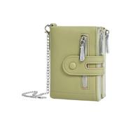 MYLLJBD Women Wallets Women's Short Wallet with Multiple Card Slots, Double Zipper Coin Purse, Fashionable and Soft Tri-fold Wallet, Portable-Green