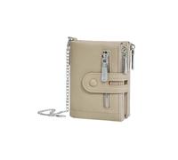 MYLLJBD Women Wallets Women's Short Wallet with Multiple Card Slots, Double Zipper Coin Purse, Fashionable and Soft Tri-fold Wallet, Portable-Apricot