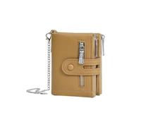 MYLLJBD Women Wallets Women's Short Wallet with Multiple Card Slots, Double Zipper Coin Purse, Fashionable and Soft Tri-fold Wallet, Portable-Brown