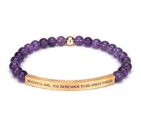 MYLONGINGCHARM Inspirational Christian Bracelet for Women,Natural Stone Stretch Beaded Bracelet Stainless Steel Bar Engraved with Bible Verse,Religious Faith Gift for Mom, Daughter, Sister, Friend