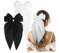 Mylot 2 Pcs Big Hair Bows with Long Tail, Large Hair Bows for Women & Girls, 7 Inch