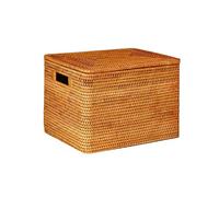 MYLPDZSW HHF Baskets Bins 5 Size Large Rattan Storage Basket Portable Japanese Woven Box With Lid Storage Box Household Clothes Organizer Box Clothing Storage (Size : XL with lid)