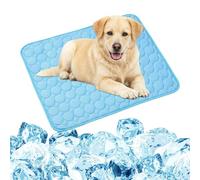 Myluatye Dog Cooling Mat, 1PC Washable Pet Cooling Mat Pad for Dogs and Cats,Reusable Self Cool Ice Silk Pad Summer Dog Ice Pad Pet Supplies,Keep Pets Cool in Summer Indoor Outdoor (Blue S)