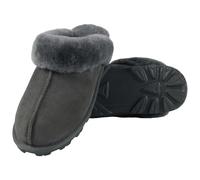 MYLUNE HOME Australian Genuine Sheepskin Luxuriously Soft and Durable Warm Fireside Slippers for Women Shearling Mule Fluffy Australian Fur Grey