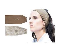 myMareCo Equestrian Headbands for Women, Under Riding Helmet Bands, Sportswear Wide Hair Wrap Suitable for Use with Bike Helmets, Yoga & Hiking, Brown, Tan, 2 Pack