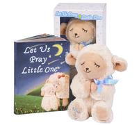 MyMateZoe Baptism Gifts for Boys, Great Christening, Dedication and Baptism Gift Set for Boys and Newborn Baby, Includes 7" Praying Lamb Plush Toy and Let Us Pray Baby Book in Keepsake Gift Box