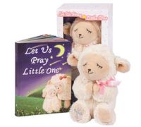 MyMateZoe Baptism Gifts for Girl, Great Christening, Dedication and Baptism Gift Set for Girl and Newborn Baby, Includes 7" Praying Lamb Plush Toy and Let Us Pray Baby Book in Keepsake Gift Box