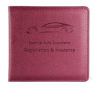 Mymazn Car Registration and Insurance Holder, PU Leather Insurance and Registration Holder with Magnetic Closure, Car Document Holder For Driver's License & Essential Documents, Red, Red, S