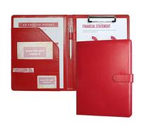 Mymazn Padfolio Clipboard Folder Portfolio, Faux Leather Storage Clipboard with Cover for Legal Pad Holder Letter Size A4 Writing Pad for Business School Office Conference Notepad Clip Boards (Red)