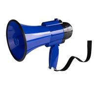 MyMealivos 30W Megaphone with Siren & 240s Record-Adjustable Vol Control Cover Up to 300 Feets Range Fit for Sport Games Cheerleading Coaches Event Organizers-Blue