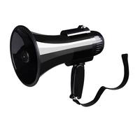 MyMealivos 30W Megaphone with Siren & 240s Record-Adjustable Vol Control Cover Up to 300 Feets Range Fit for Sport Games Cheerleading Coaches Event Organizers-Black