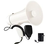 MyMealivos 35 Watt Power Portable Megaphone Speaker PA Bullhorn with Detachable Handheld Microphone, Built-in Siren, USB Flash Drive & 240S Recording (White)