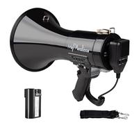 MyMealivos 50W Megaphone Speaker with Rechargeable Battery, Cover up to 1600ft Large Outdoor Space, Bulit in Sirens, 240s Recording and Sound Amplification, Supports AUX/USB/SD Card Input-Black