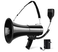 MyMealivos 50W Megaphone with Rechargeable Battery-Built in Siren and 240s Recording, MIC & Detachable Strap, Supports USB SD Card, Cover up to 500 metres for Outdoor Activities