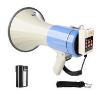 MyMealivos 50W Megaphone with Rechargeable Battery Cover up to 1600ft Equipped A Multifunctional Handheld MIC with Multiple Sirens, Recording and Sound Amplification, Supports AUX/USB/SD Input-Gray