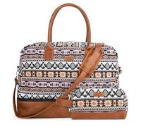 MyMealivos Canvas Weekender Bag, Overnight Travel Carry On Duffel with Shoe Pouch…, Brown, One size