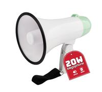MyMealivos Portable Megaphone Bullhorn 20 Watt Power Megaphone Speaker Voice and Siren/Alarm Modes with Volume Control and Strap (White&Green)