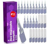 MyMed Disposable Mini Scalpel Mini Boxing Cutter No.11 Sharp Carbon Steel Blades 25 Pack for Dermaplaning, Podiatry, Opening Boxes and Mailing, Crafts and More