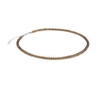 MYMEO Bohemian Real Natural Stone Tiny Beads Necklaces For Women Men Style Simple Small Beads Choker Clavicle Chain Jewelry,3x4mm Smoky Quartz,50cm