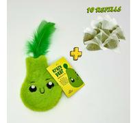 MyMeow Krazy Pear Refillable Cat Toy with 10 North American Natural Catnip Refill Bags, Interactive Indoor and Outdoor Cat Nip Toy for Cats and Kittens