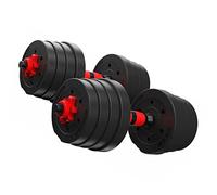 mymixtrendz 30kg Adjustable Dumbbells With extended bar Weights set for Men Women, Solid Dumbbell Handles Barbell Perfect for training home gym weights Bodybuilding fitness weight lifting (black red)