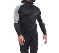 mymixtrendz Fashions Mens Scuba Panel Polyester Tracksuit Set New Slim Fit Cord Hoodie Top Bottoms Jogging Zip Joggers Gym Sport Sweat Suit Pants S-XL