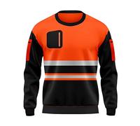 mymixtrendz Hi Vis High Viz Visibility Long Sleeves Safety Work Wear Contrast Reflective Effects Round Neck Sweatshirt Orange Black