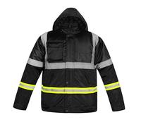 mymixtrendz Hi Vis Two Tone Workwear Jacket Hooded Detachable Reflective Utility High Visibility Viz Outerwear Lightweight Water-Resistant Quilt Lining