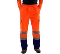 mymixtrendz Hi Vis Viz Visibility Work Wear Safety Over Trousers Waterproof Pants S-5XL (2XL, Orange Navy)